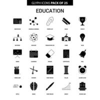 conjunto de ícones de vetor de glifo de educação