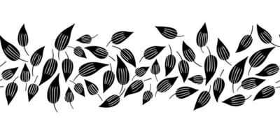 padrão de borda sem costura de vetor com folhas, fundo minimalista repetível. cenário botânico repetível.