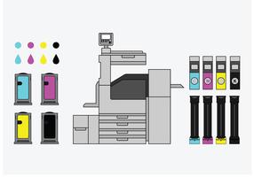 Tipos de cartucho e máquina de cópia Vectors