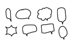 conjunto de doodle de bolha de fala desenhado à mão para modelo, pôster, quadrinhos, desenho animado, banner, conversa. ilustração vetorial vetor
