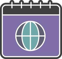 calendário, global, ícone da cor da terra vetor