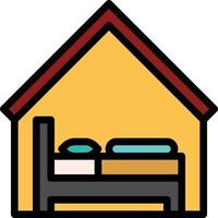 cama casa dormir hotel motel - ícone de contorno preenchido vetor