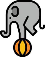 circo animal elefante - ícone de contorno preenchido vetor