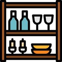 prateleiras jantar casa de móveis de armazenamento de vinho - ícone de contorno preenchido vetor