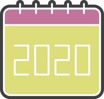calendário, ícone de cor 2020