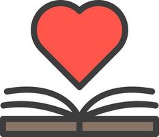 livro, ícone de cor de amor vetor