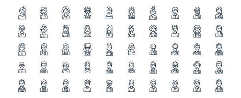 coleção de ícones relacionados ao perfil do usuário, incluindo ícones como homem, mulher, mãe, pai e muito mais. ilustrações vetoriais, conjunto perfeito de pixels vetor