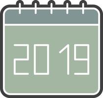 calendário, ícone de cor de 2019 vetor
