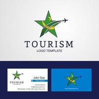 logotipo de estrela criativa de bandeira de viagem da mauritânia e design de cartão de visita vetor