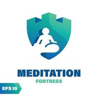 logotipo da fortaleza de meditação vetor