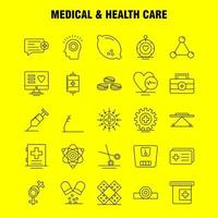 ícone de linha de cuidados médicos e de saúde para impressão na web e kit uxui móvel, como ferramentas de ferramenta de tesoura de ferramenta médica, projetor de tesoura, vetor de pacote de pictograma de saúde