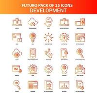 conjunto de ícones de desenvolvimento laranja futuro 25 vetor