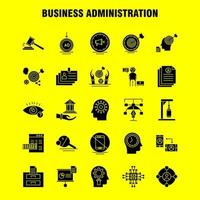 ícones de glifo sólido de administração de negócios definidos para infográficos kit uxui móvel e design de impressão incluem calculadora de arquivo de documento perfil de documento de texto cv coleção de tempo infográfico moderno vetor