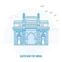 caminho do portão do fundo criativo do marco azul da índia e modelo de cartaz vetor