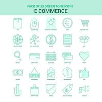 25 conjunto de ícones de comércio eletrônico verde vetor