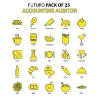 conjunto de ícones de auditor de contabilidade amarelo futuro pacote de ícones de design mais recente vetor
