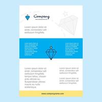layout do modelo para o perfil da empresa diamante apresentações de relatório anual folheto folheto fundo vector
