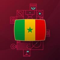 bandeira do senegal para o torneio da copa de futebol de 2022. bandeira da equipe nacional isolada com elementos geométricos para ilustração vetorial de futebol ou futebol 2022 vetor