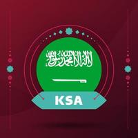 bandeira da arábia saudita para o torneio da copa de futebol de 2022. bandeira da equipe nacional isolada com elementos geométricos para ilustração vetorial de futebol ou futebol 2022 vetor