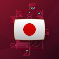 bandeira do japão para o torneio da copa de futebol de 2022. bandeira da equipe nacional isolada com elementos geométricos para ilustração vetorial de futebol ou futebol 2022 vetor