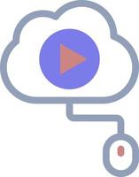 ícone nuvem, vídeos, mouse, cor de treinamento online vetor