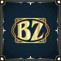 modelo de logotipo de luxo real de carta inicial bz vetor