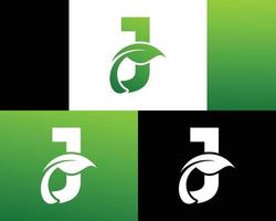 letra abstrata j logotipo de folha verde vetor