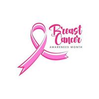 ícone de fita rosa de câncer de mama vetor