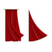 cortina de luxo realista decoração cornija tecido doméstico vetor