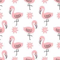 flamingo rosa e flor. sem costura padrão para costurar roupas infantis. fundo africano no berçário. selvas. impressão em tecido e embalagem. vetor