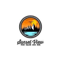 logotipo da vista do pôr do sol vetor