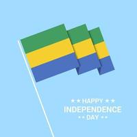 design tipográfico do dia da independência do gabão com vetor de bandeira