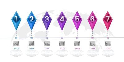 processo de negócios infográfico diamante 7. marcos de negócios nos últimos 7 anos. vetor