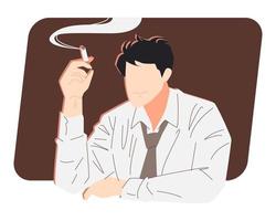 um homem fumando. adequado para negócios, estado de espírito, temas de expressão, etc. ilustração vetorial plana vetor