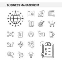 estilo de conjunto de ícones desenhados à mão de gestão de negócios isolado no vetor de fundo branco