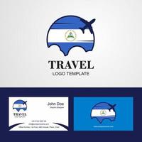 logotipo da bandeira da nicarágua de viagem e design de cartão de visita vetor