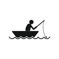 pescador em um ícone de barco vetor