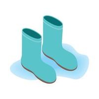 ícone de botas de borracha azul, estilo 3d isométrico vetor