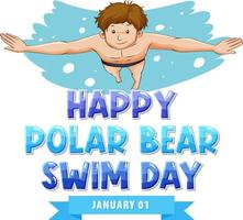 design de banner de dia de natação de urso polar vetor