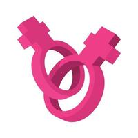 ícone de desenho animado de dois símbolos de gênero feminino vetor