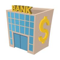 ícone de construção de banco, estilo de desenho animado vetor