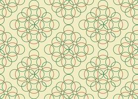 padrão geométrico sem costura. cores verdes e vermelhas com círculos, anéis. ilustração vetorial. vetor