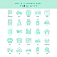 25 conjunto de ícones de transporte verde vetor