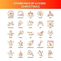 conjunto de ícones de natal laranja futuro 25 vetor