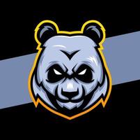design de personagem de logotipo de e-sport de mascote de cabeça de panda agressivo para logotipo de esporte e jogador vetor