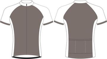 camisas de ciclismo, modelo de maquete de esportes de manga curta, mokup de jaqueta com zíper uniforme de ciclismo, arquivos eps vetoriais completos vetor