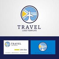 logotipo de bandeira de círculo criativo de viagens tuva e design de cartão de visita vetor