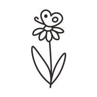 borboleta em uma arte de linha de doodle de flores vetor