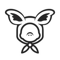 ícone de cabeça de capuz de cara de orelha de porco em um fundo branco. ilustração vetorial vetor