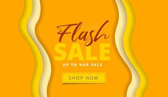 design de venda flash amarelo estilo corte de papel vetor